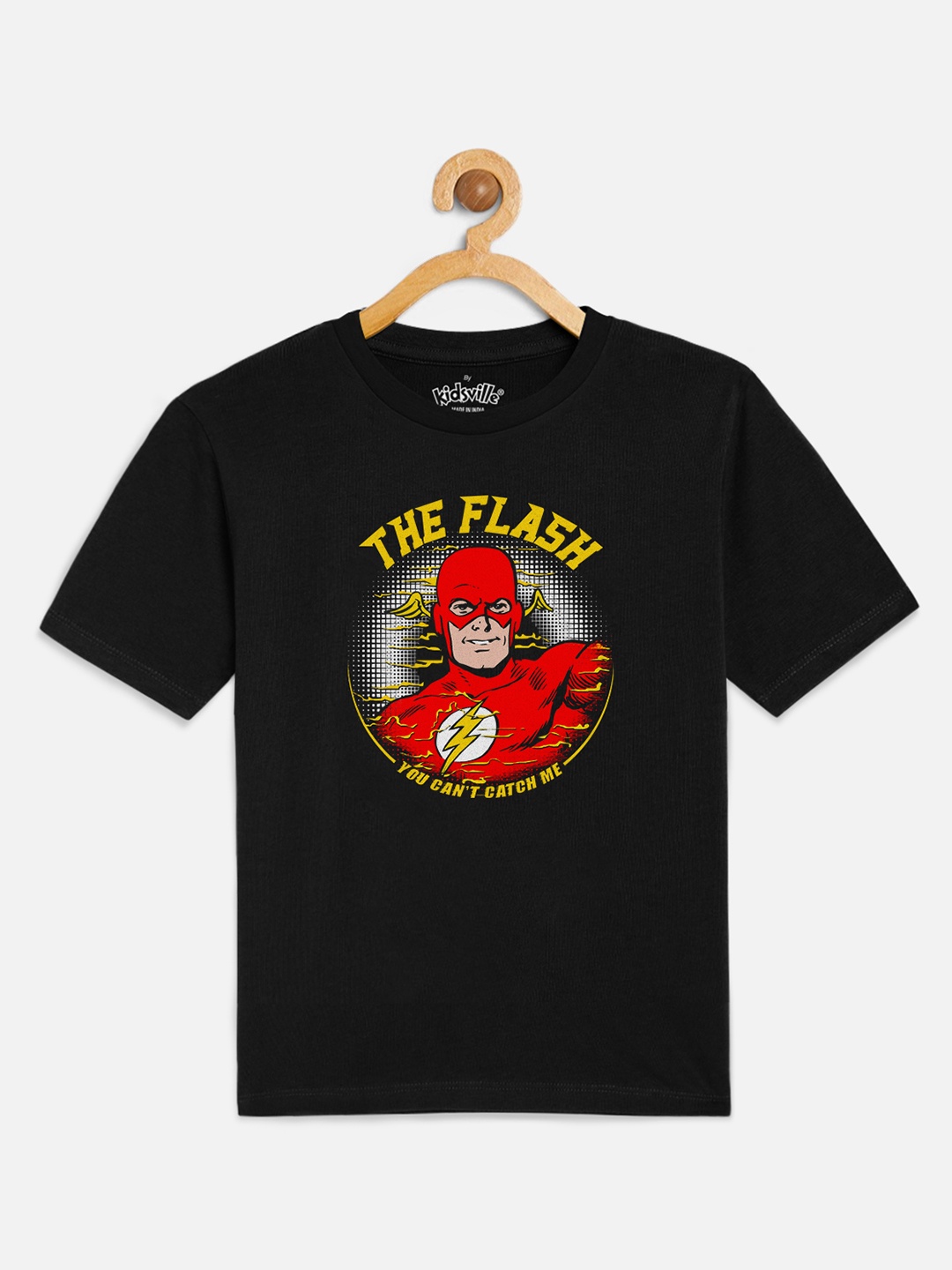 

Kids Ville Boys Black Flash Printed Round Neck T-shirt