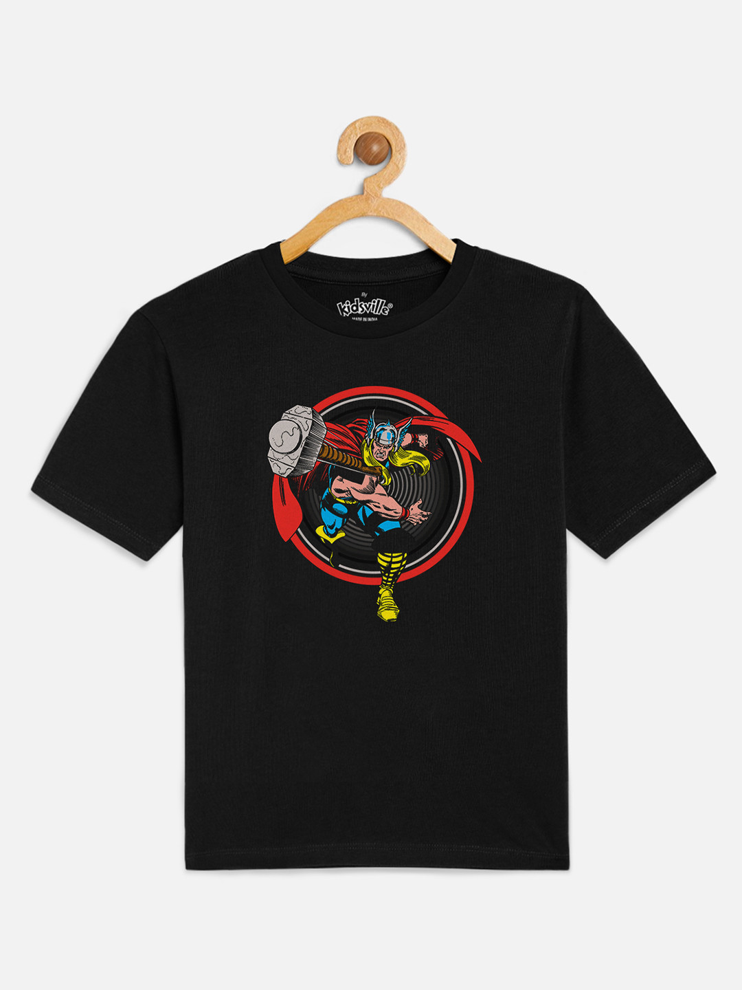 

Kids Ville Boys Black Thor Printed Round Neck T-shirt