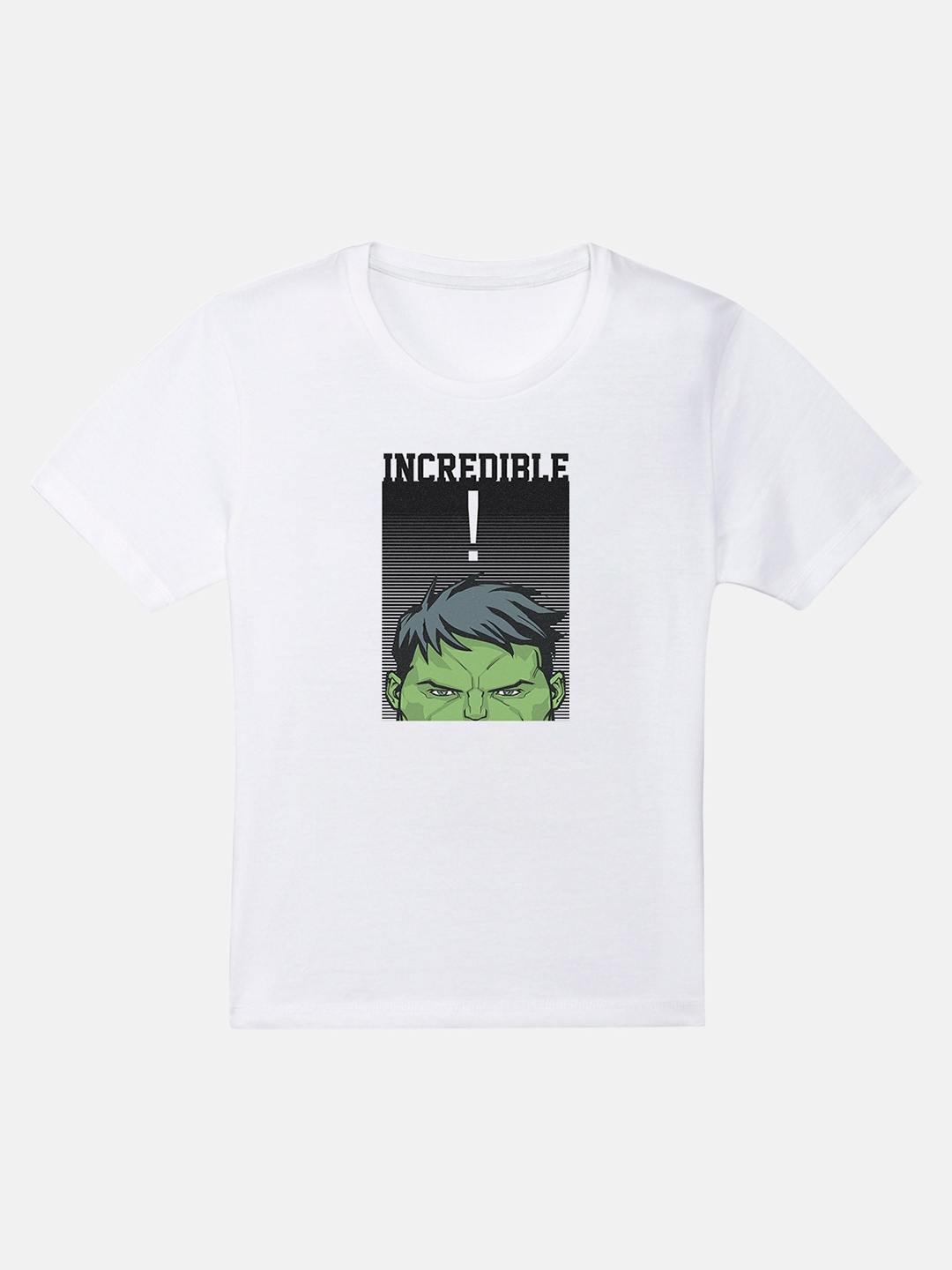 

Kids Ville Boys White Hulk Printed Round Neck T-shirt