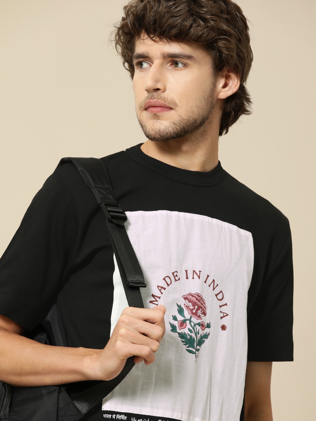

Mr Bowerbird Men Black & Off White Typography Printed Round Neck Pure Cotton T-shirt