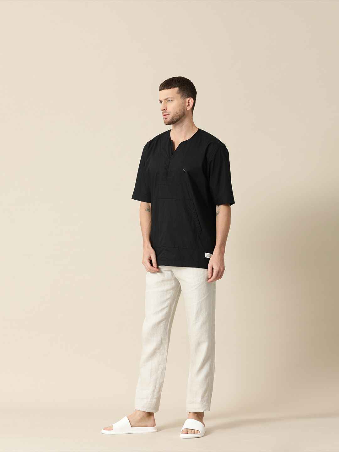 

Mr Bowerbird Men Black Regular Fit Solid Sustainable Casual Shirt