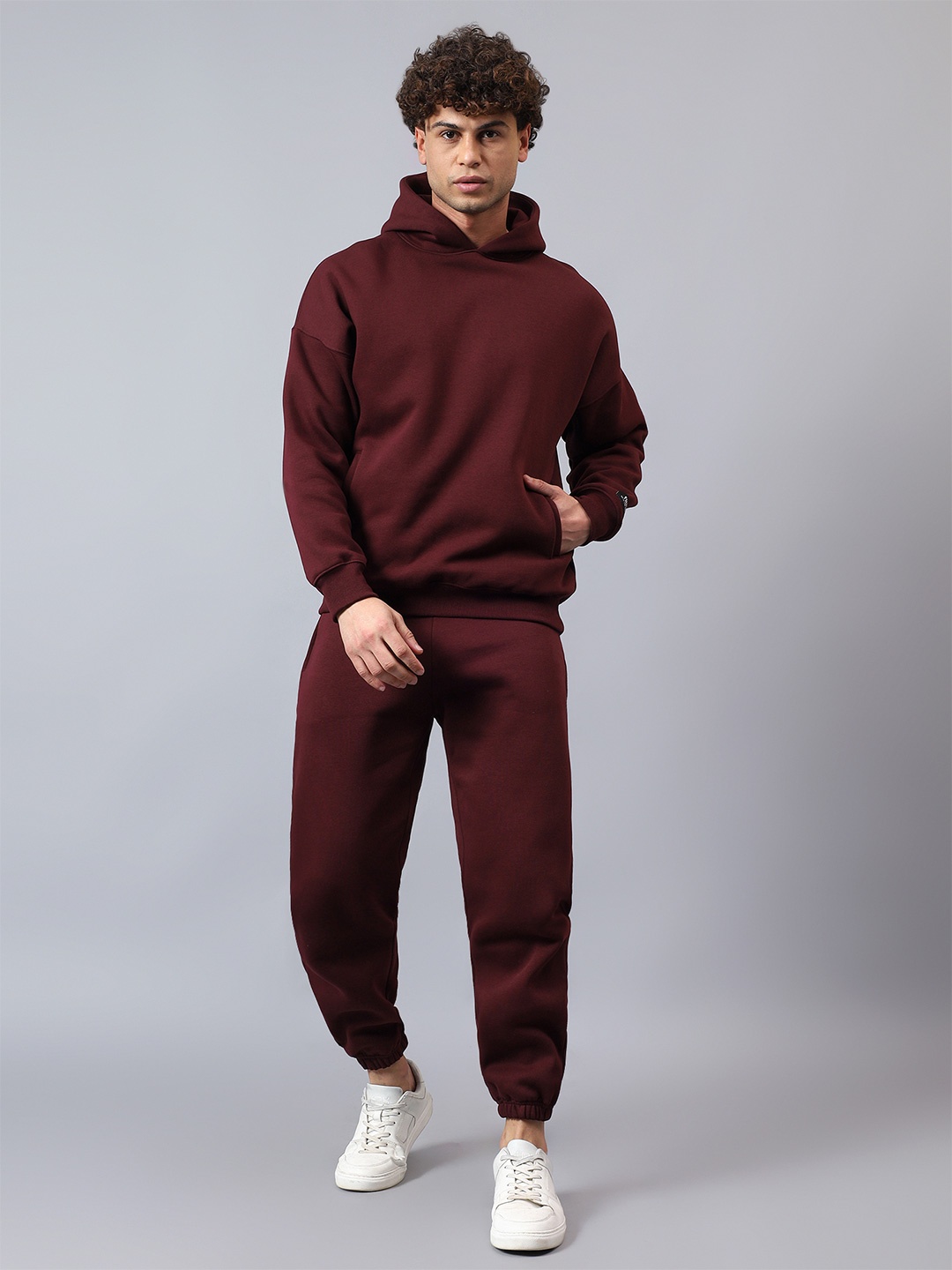 

Fitkin Men Fleece Burgundy Solid Winter Joggers