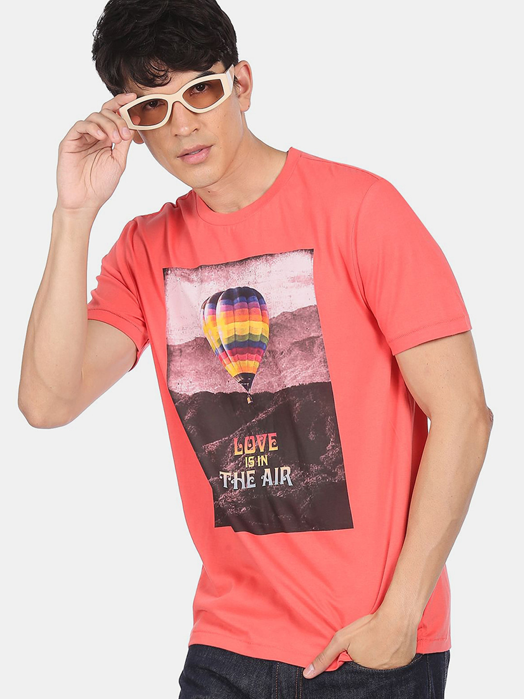 

Aeropostale Men Orange Printed Round Neck T-shirt