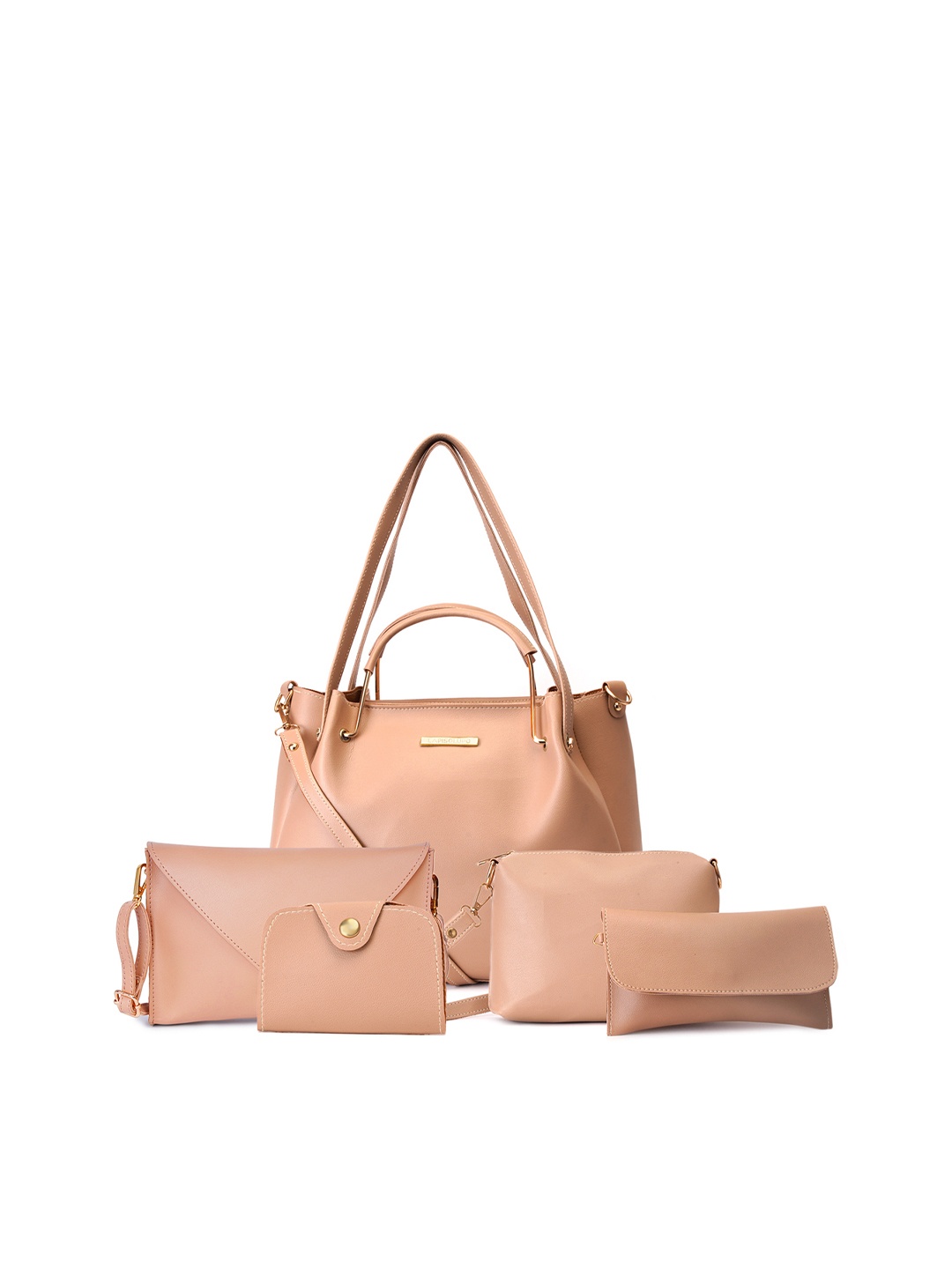 

Lapis O Lupo Set of 3 Beige Solid Handbags with ID Card Holder & Purse