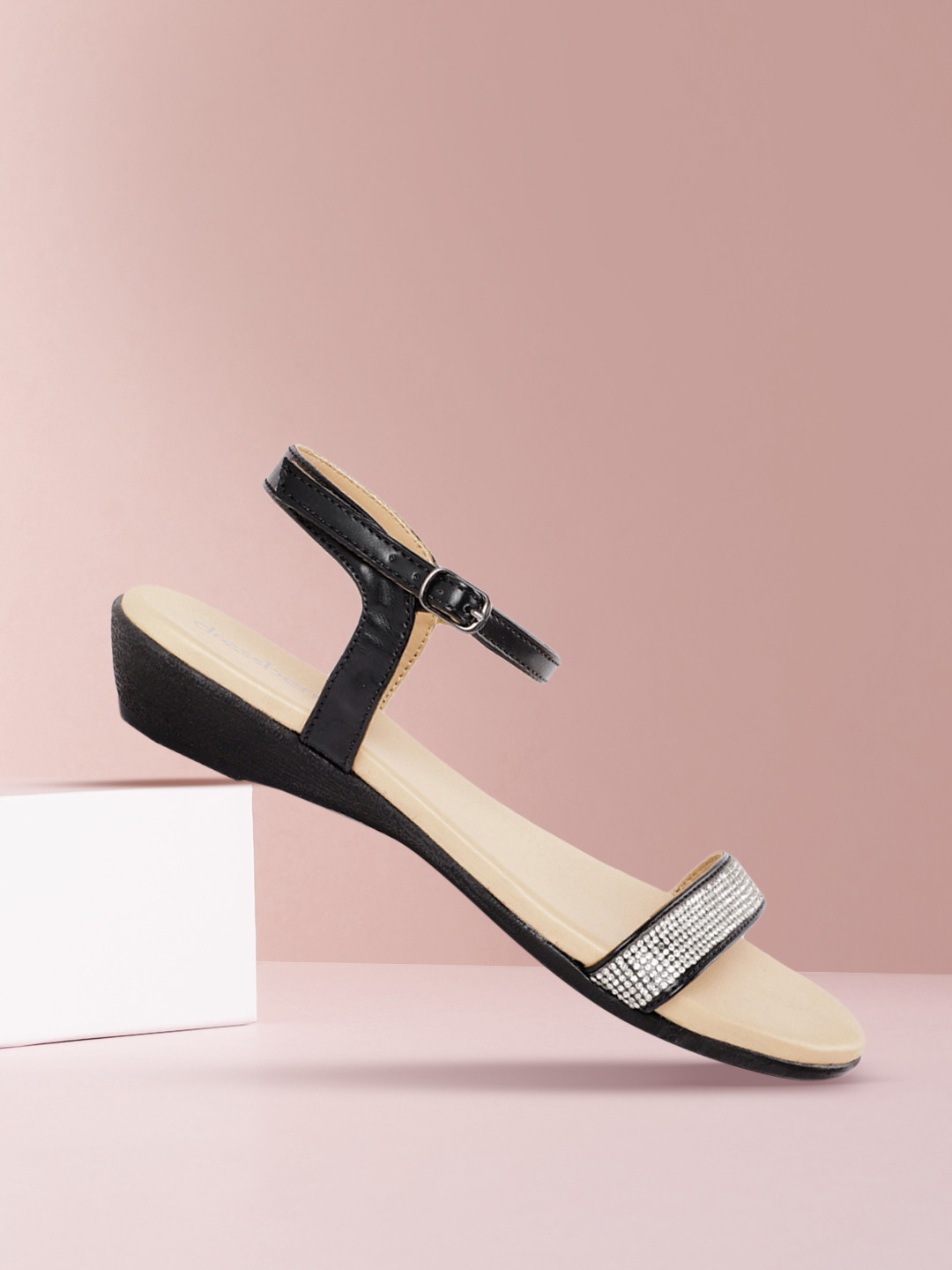 

DressBerry Women Black Embellished Open Toe Flats