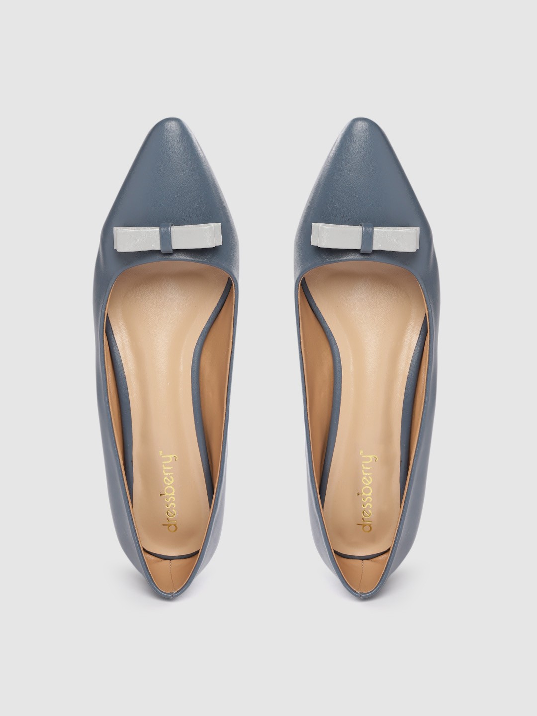 

DressBerry Women Navy Blue Solid Ballerinas with Bow Detail