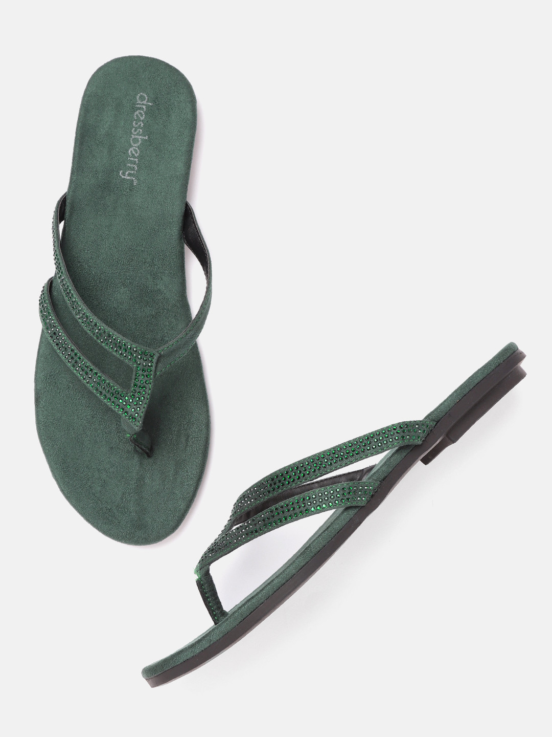 

DressBerry Women Green Embellished Open Toe Flats