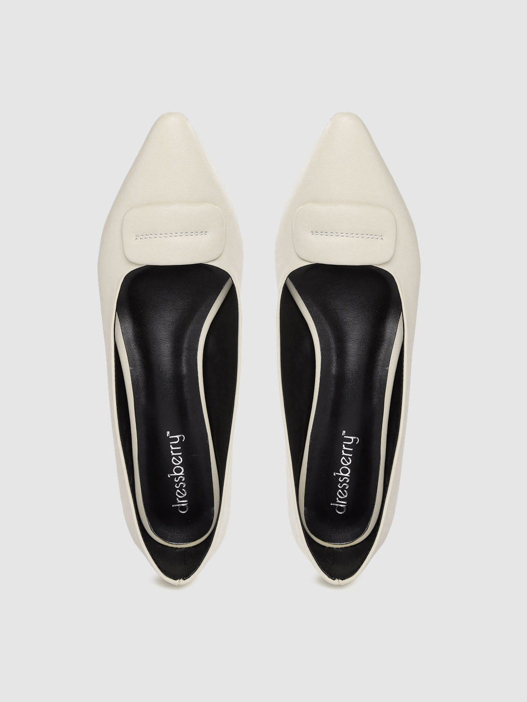 

DressBerry Women Off-White Solid Ballerinas