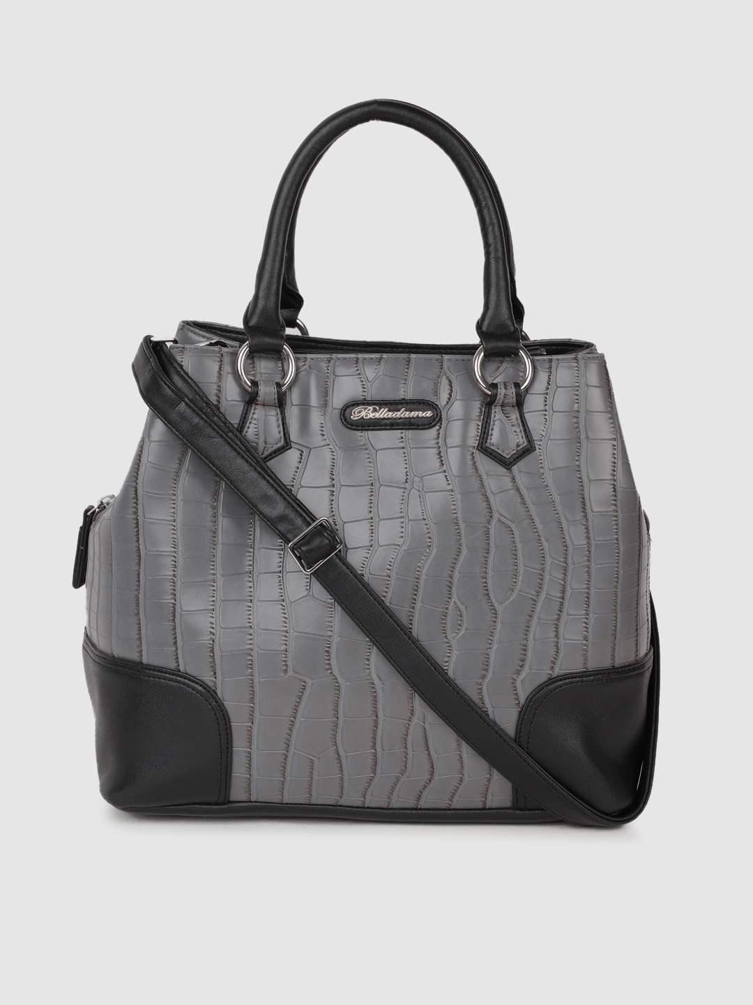 

BELLADAMA Women Grey Textured Structured Handheld Bag