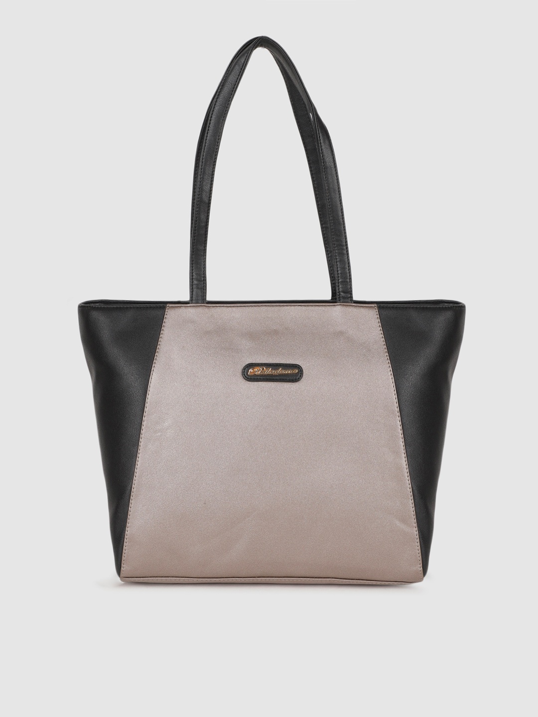 

BELLADAMA Copper-Toned & Black Colourblocked Structured Shoulder Bag