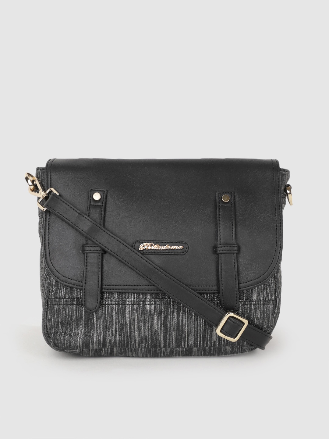 

BELLADAMA Black Textured Jade Sling Bag
