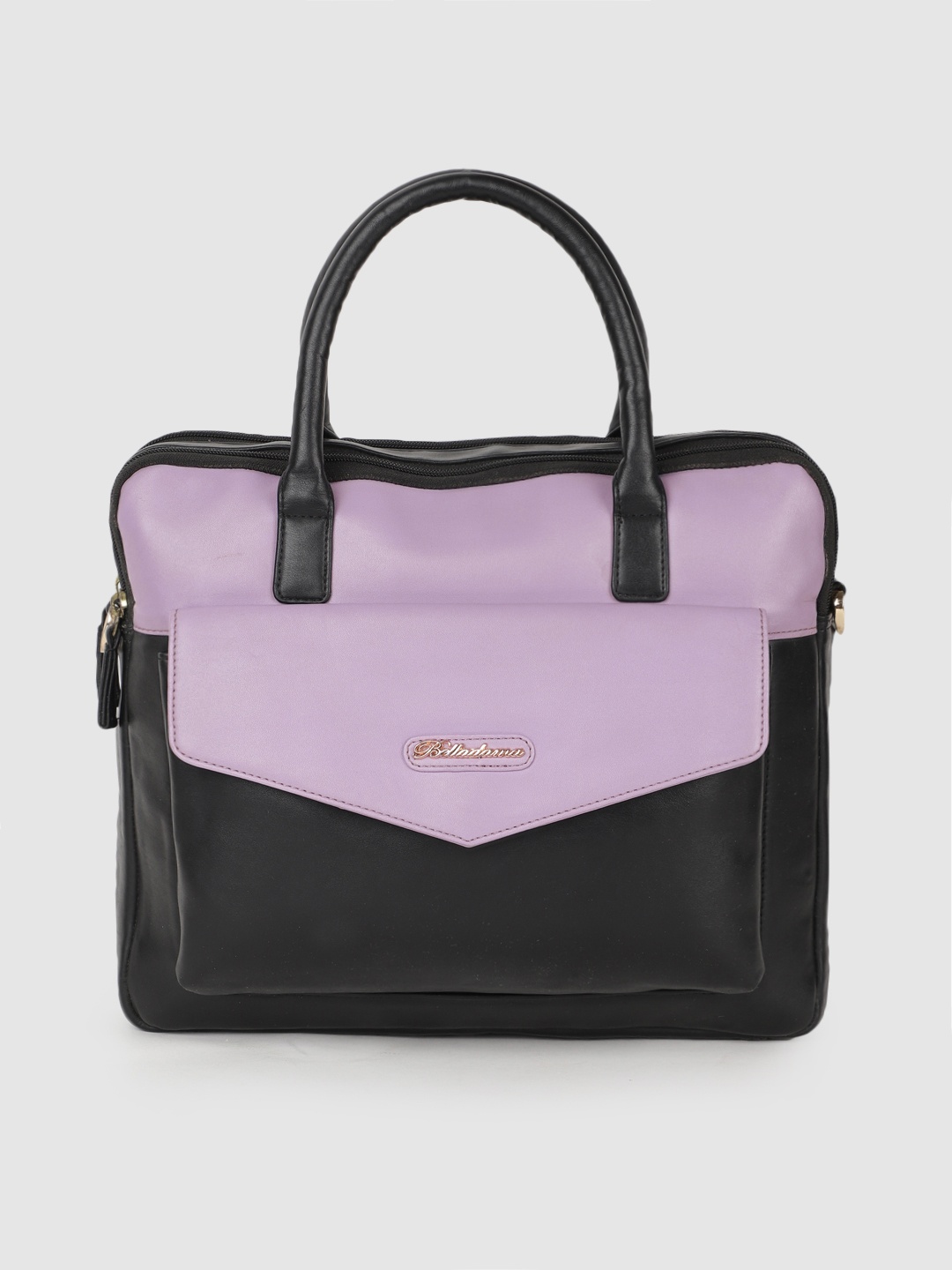 

BELLADAMA Black & Violet Colourblocked Erica Handheld Bag