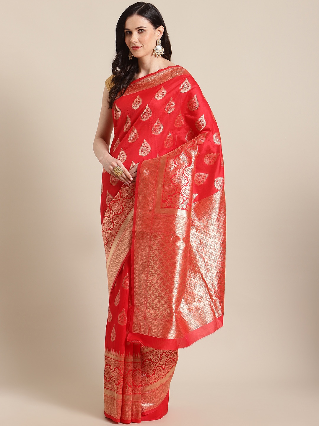 

Mitera Red & Golden Woven Design Banarasi Saree