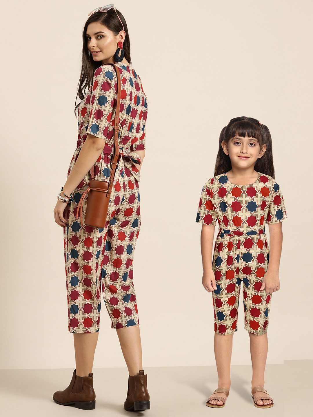 

Sangria Women Beige & Maroon Pure Cotton Printed Jumpsuit