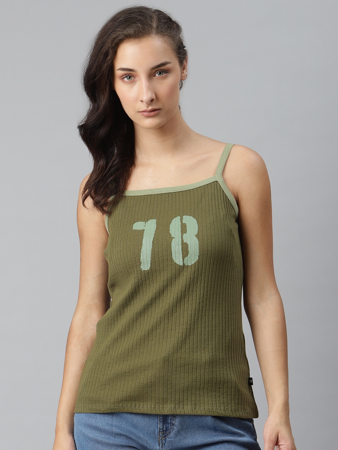 

The Roadster Lifestyle Co Olive Green Regular Camisole Top