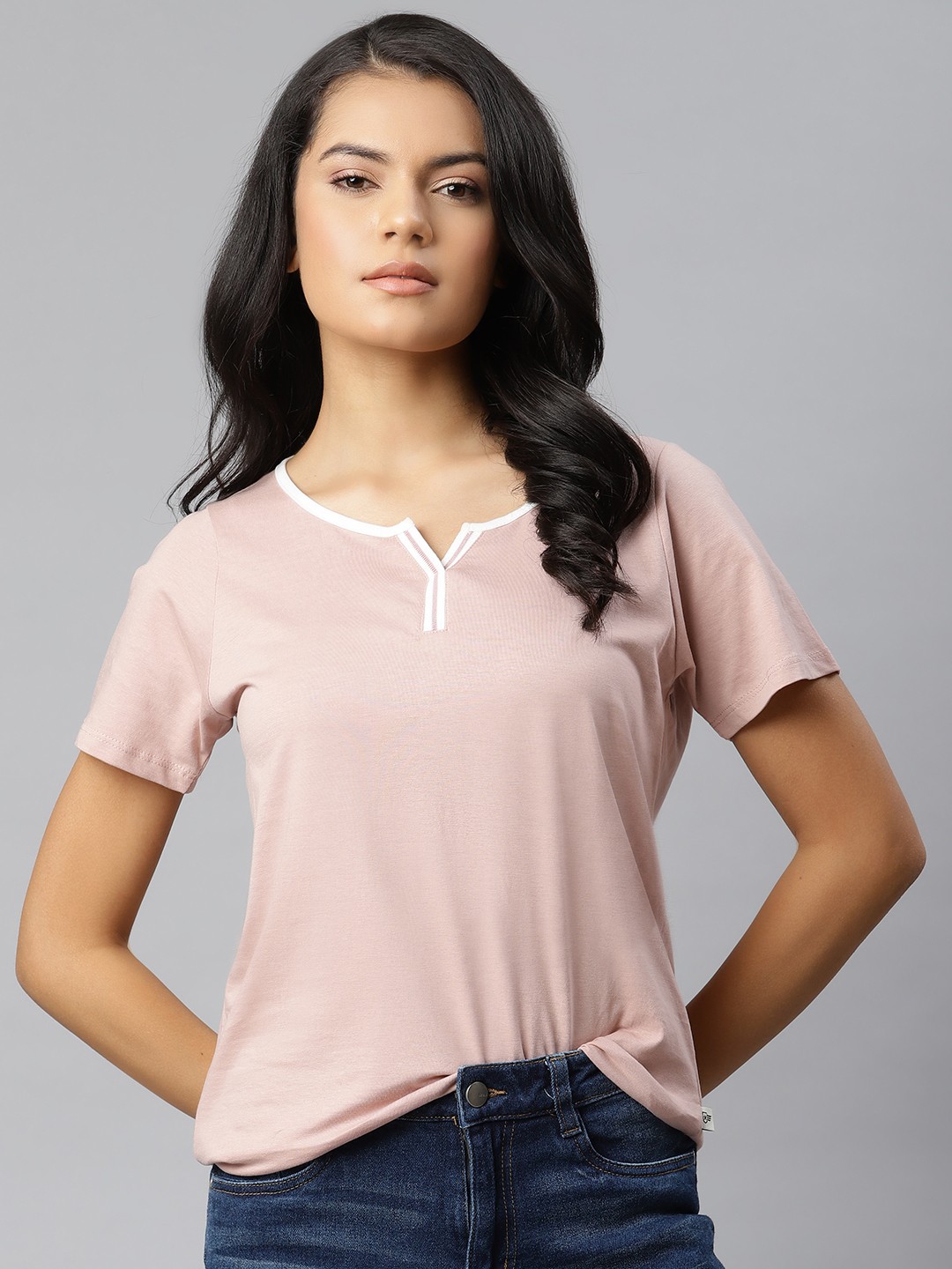

The Roadster Lifestyle Co Women Pink Pure Cotton T-shirt