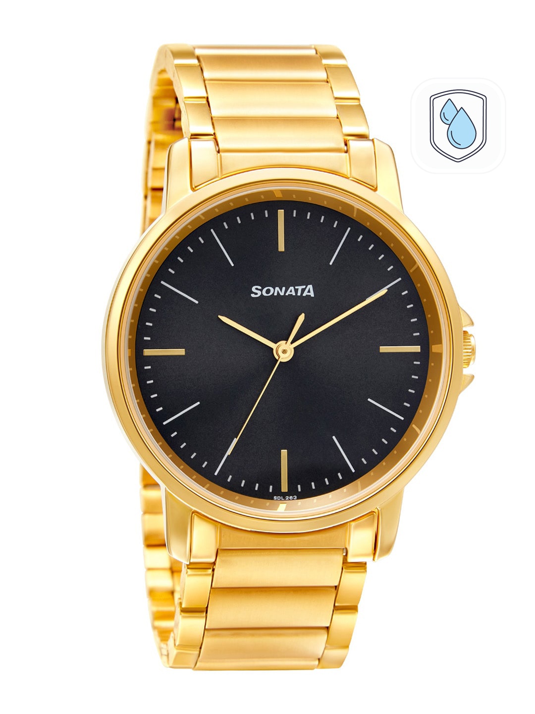 

Sonata Men Black & Gold-Toned Analogue Watch 77083YM04W