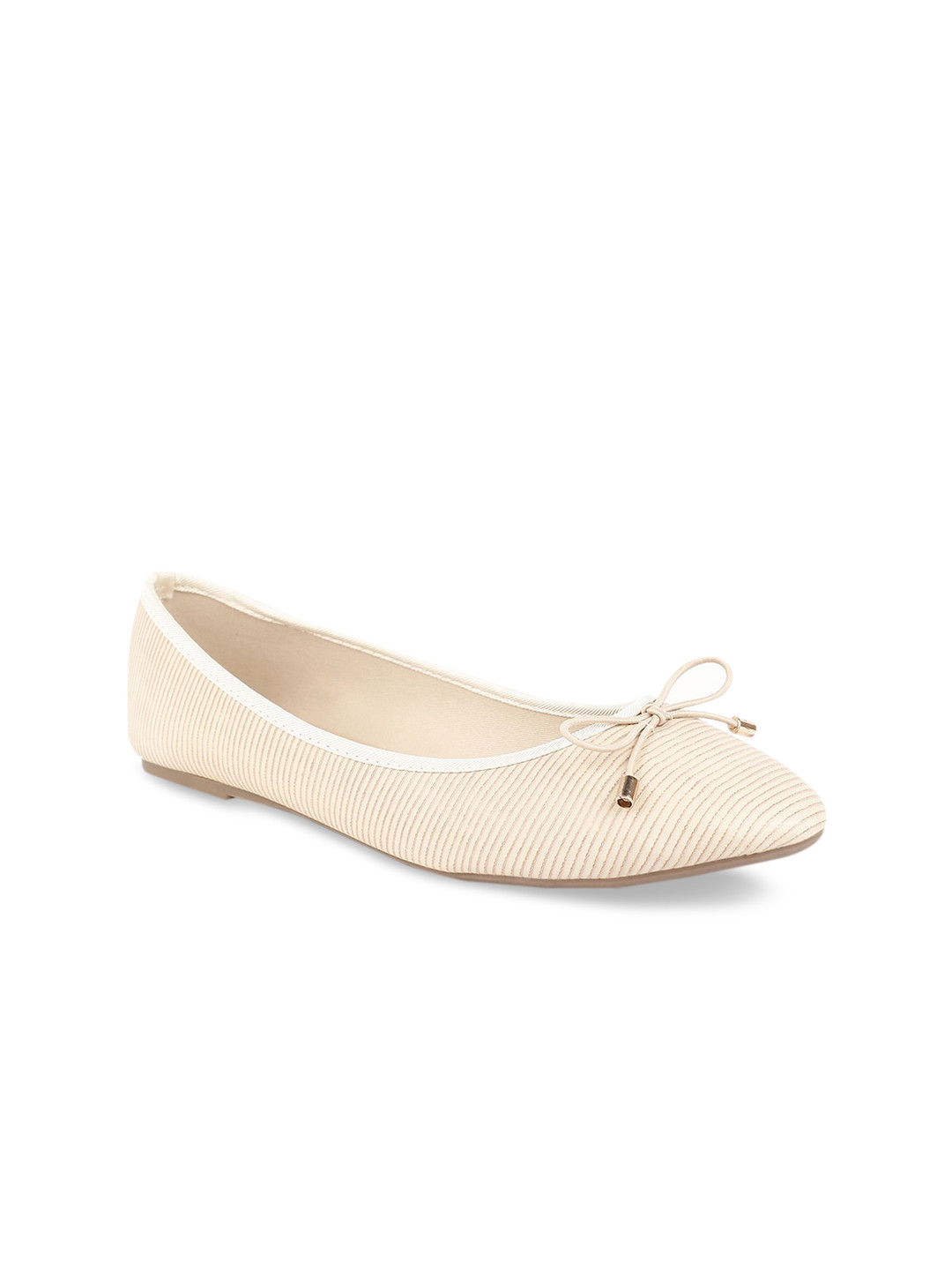 

Bata Women Cream-Coloured Striped PU Ballerinas