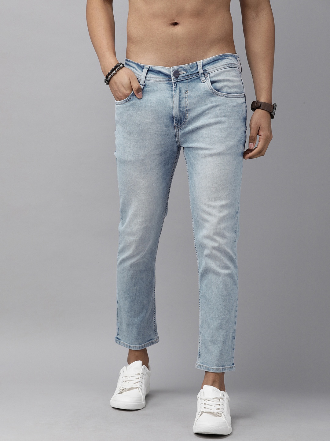 

The Roadster Lifestyle Co Men Blue Skinny Fit Light Fade Printed Stretchable Jeans