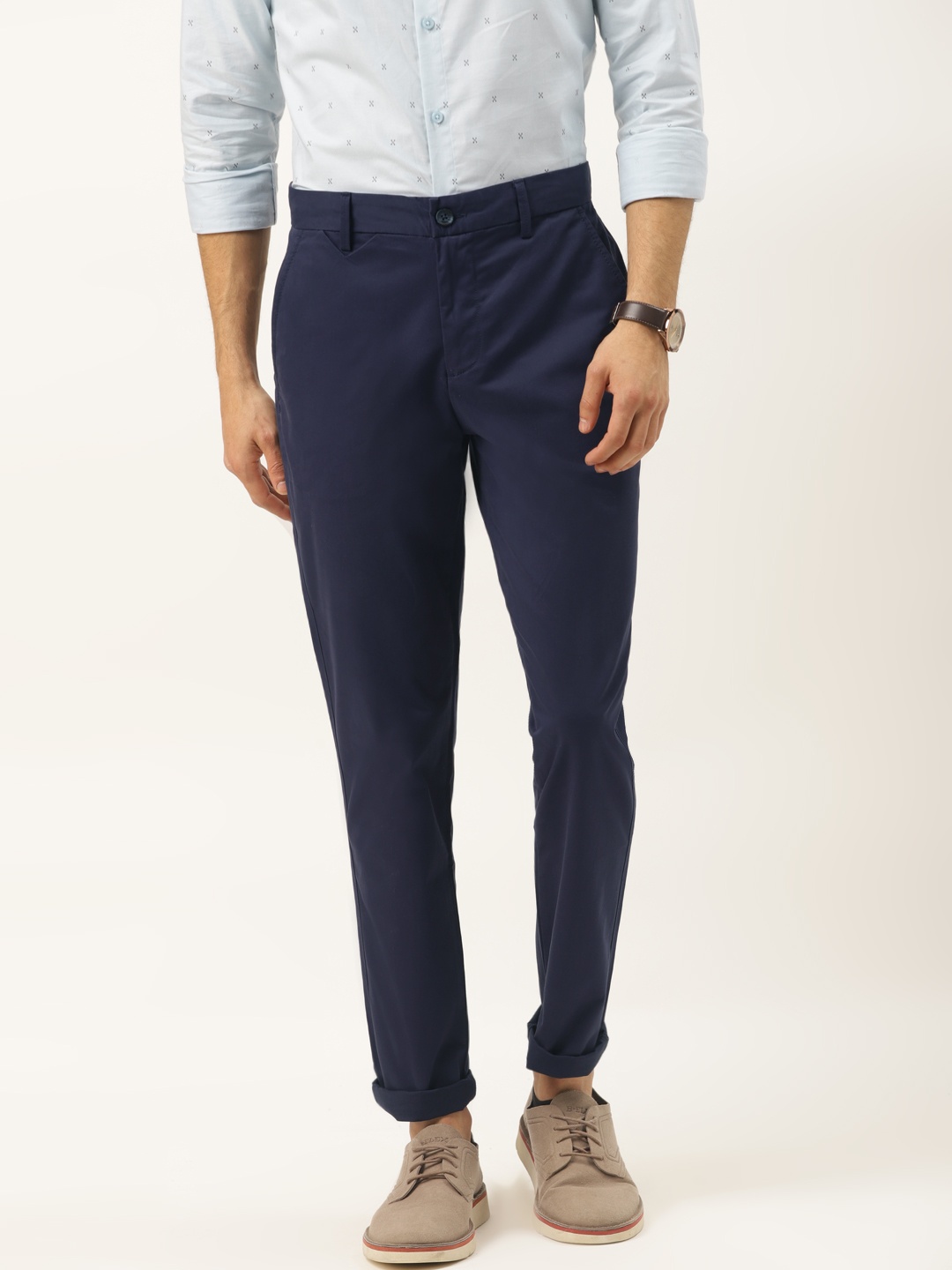 

United Colors of Benetton Men Navy Blue Slim Fit Solid Chinos