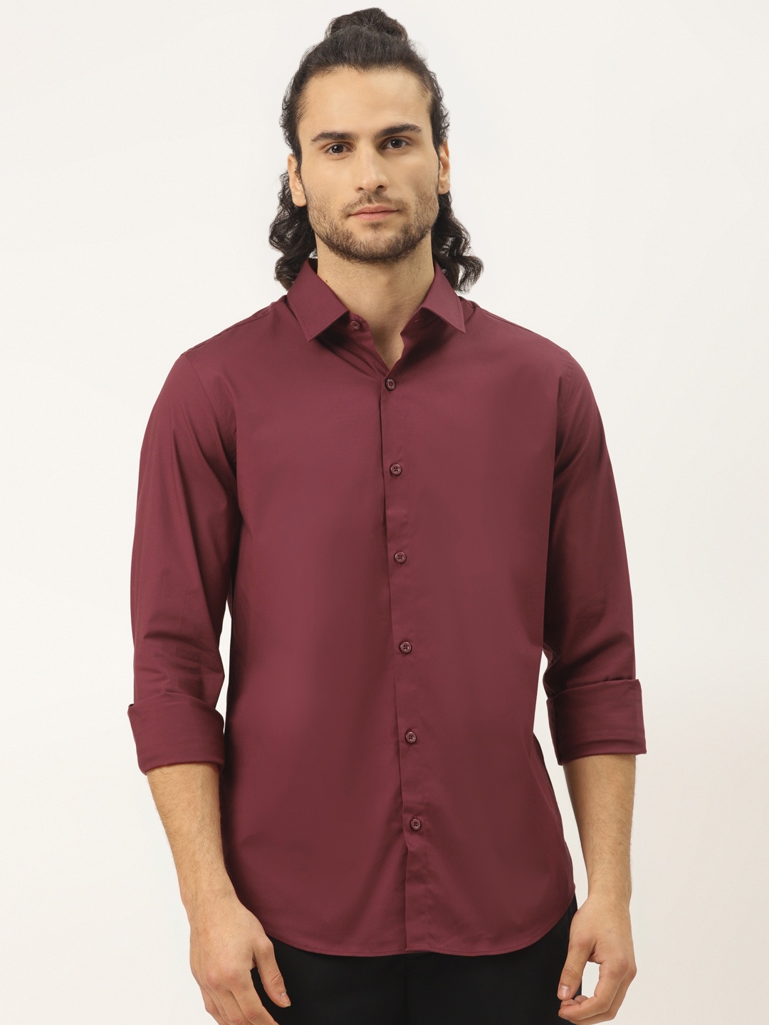 

United Colors of Benetton Men Maroon Slim Fit Solid Casual Shirt