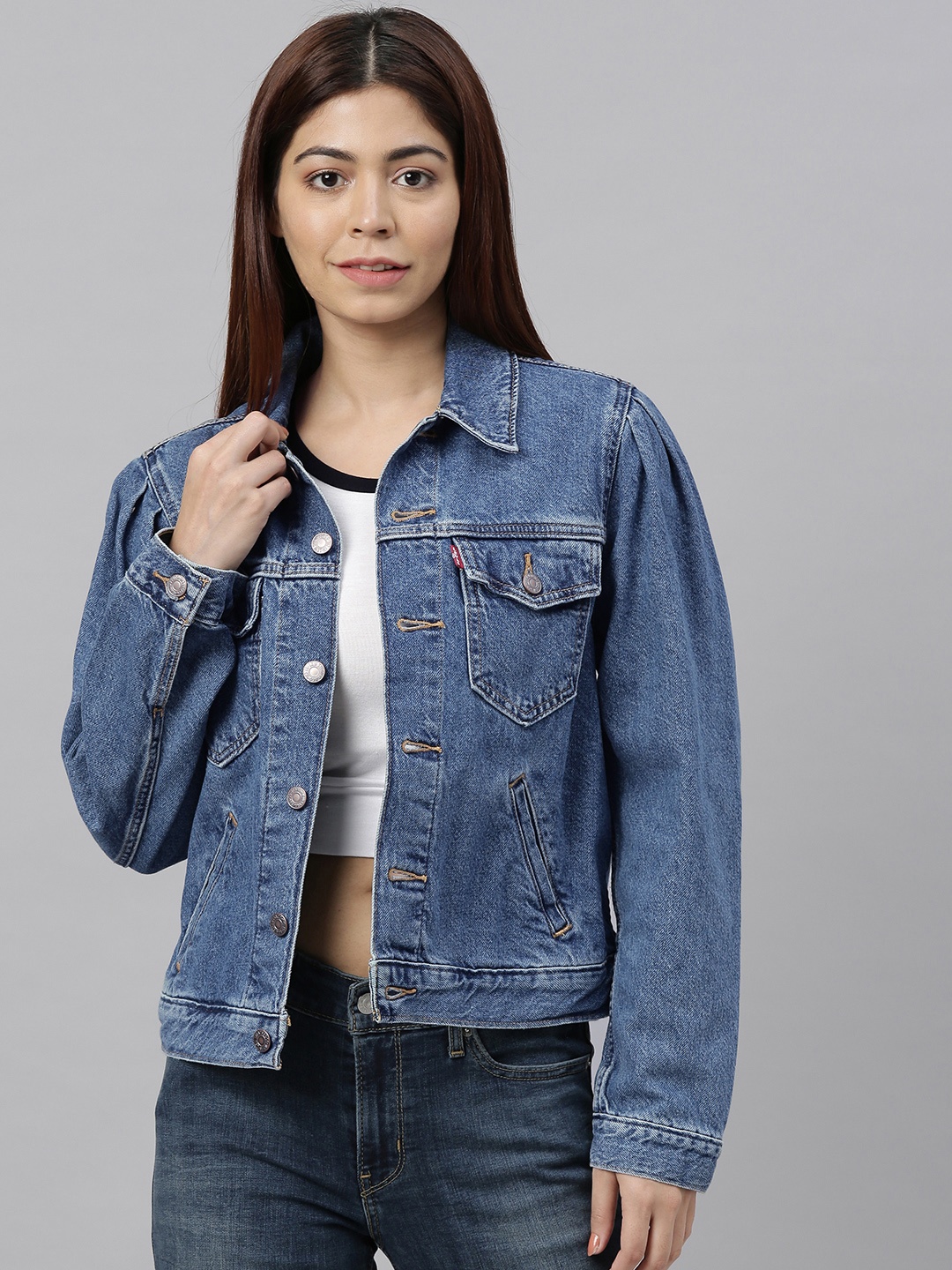 

Levis Women Blue Solid TRUCKER ISABEL Denim Jacket