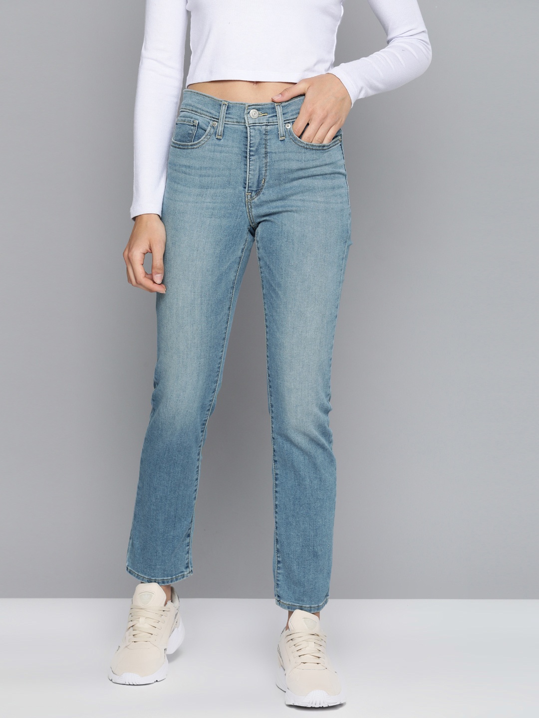 

Levis Women Blue Slim Fit Mid-Rise Clean Look Stretchable Sustainable Jeans