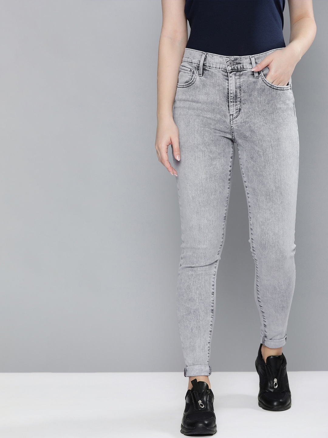 

Levis Women Grey Super Skinny Fit High-Rise Heavy Fade Sustainable Jeans