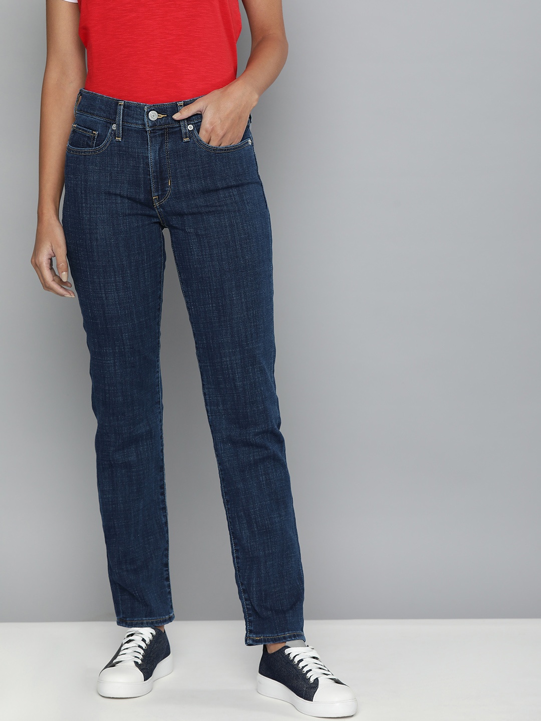 

Levis Women Blue Slim Fit Mid-Rise Clean Look Stretchable Sustainable Jeans