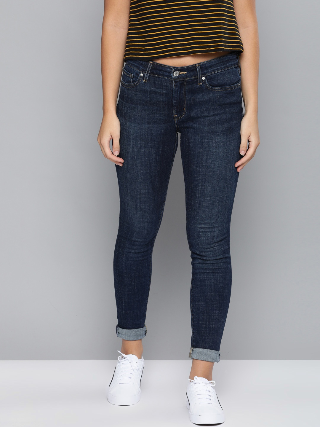 

Levis Women Blue Skinny Fit Mid-Rise Clean Look Stretchable Sustainable Jeans