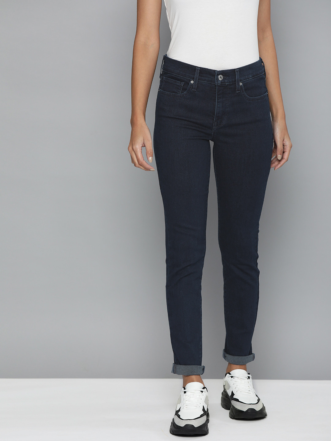 

Levis Women Blue Skinny Fit Mid-Rise Clean Look Sustainable Jeans