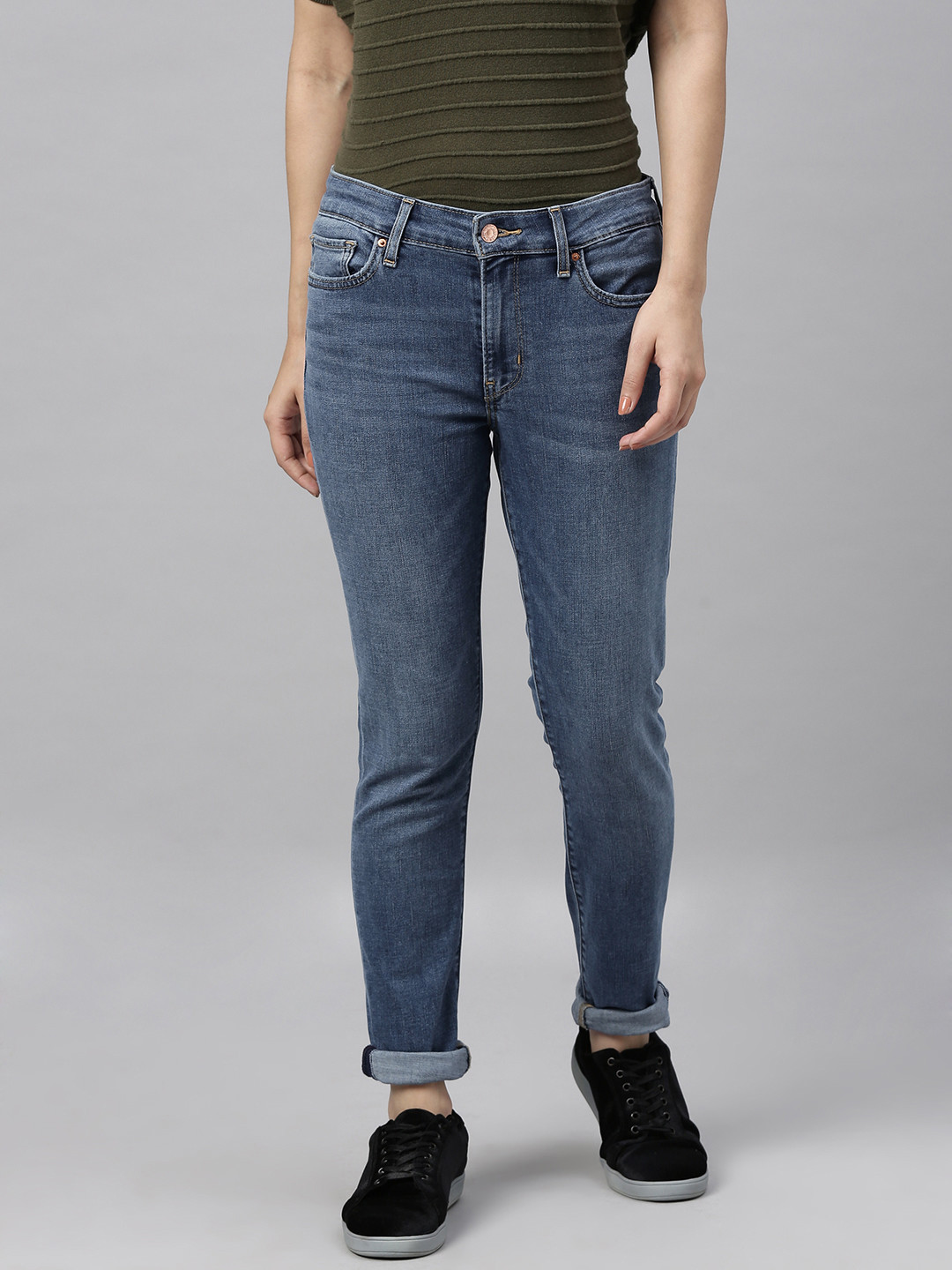 

Levis Women Blue 711 Skinny Fit Mid-Rise Clean Look Stretchable Sustainable Jeans