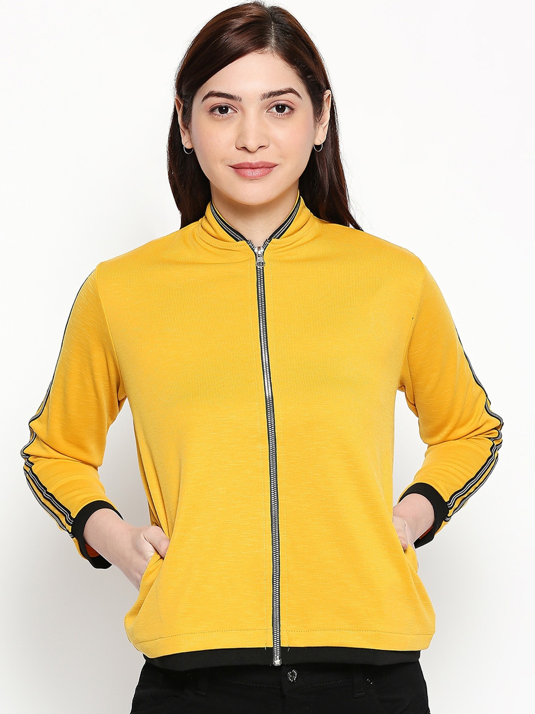 

inocenCia Women Yellow Solid Lightweight Bomber Jacket