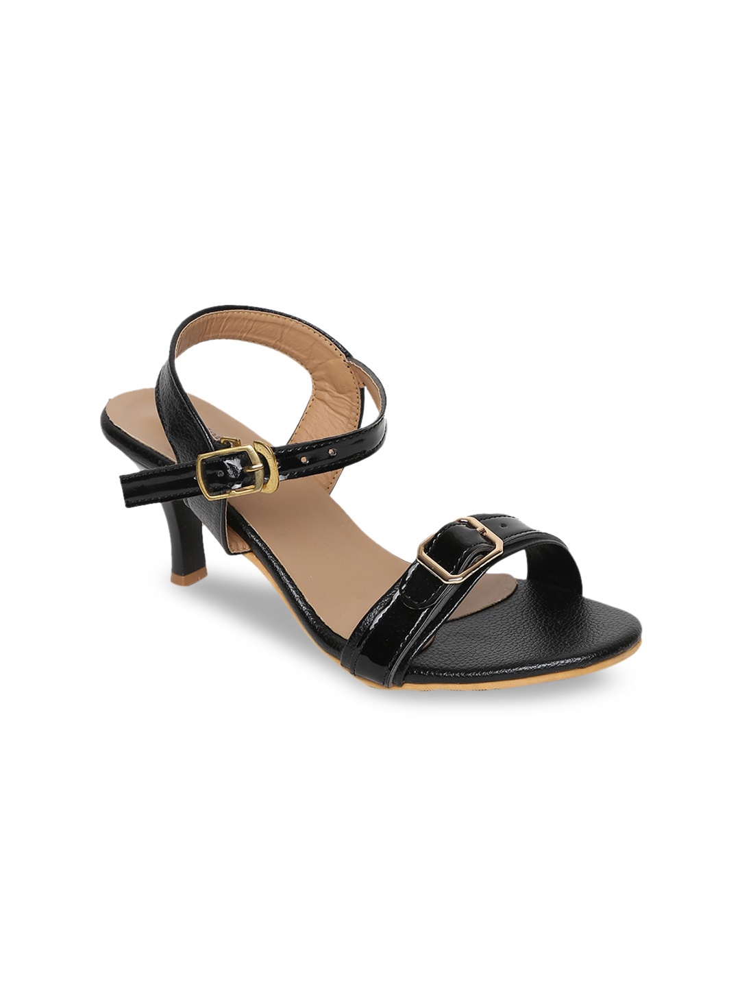 

LONDON STEPS Women Black Printed Kitten Heels