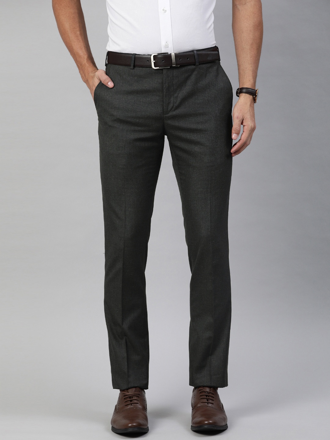 

Raymond Men Black Slim Fit Solid Formal Trousers