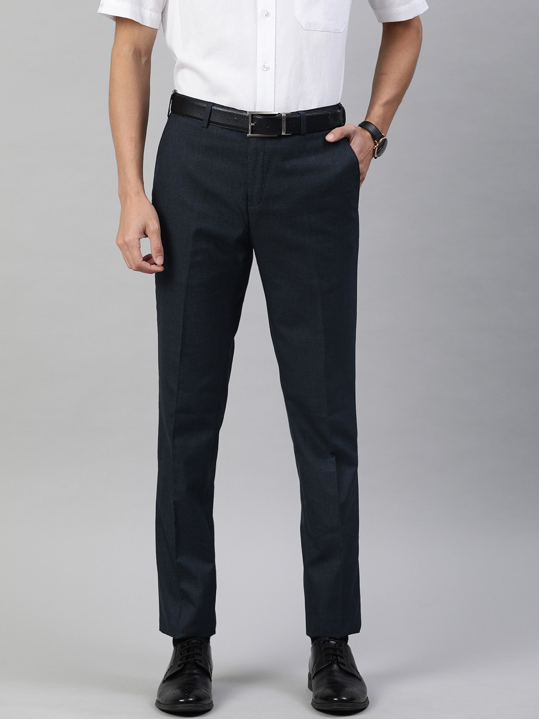 

Raymond Men Navy Blue Slim Fit Solid Formal Trousers