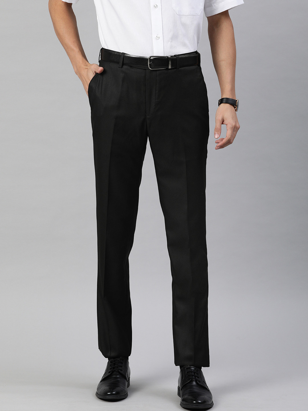 

Raymond Men Black Slim Fit Solid Formal Trousers