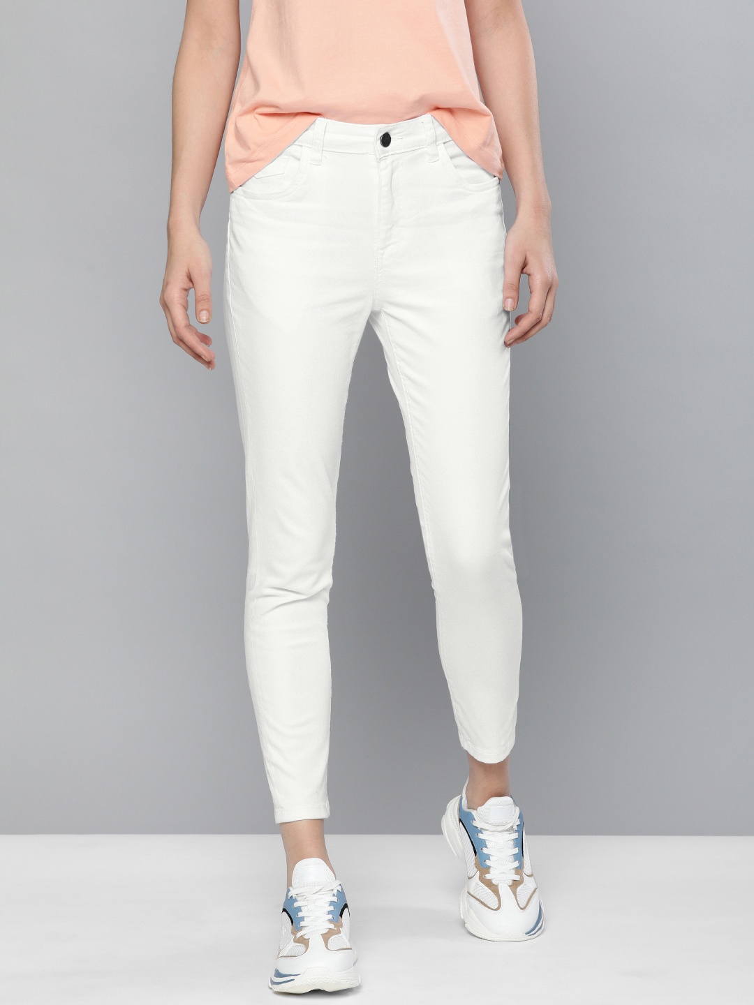 

Kook N Keech Women White Super Skinny Fit Mid-Rise Clean Look Stretchable Crop Jeans