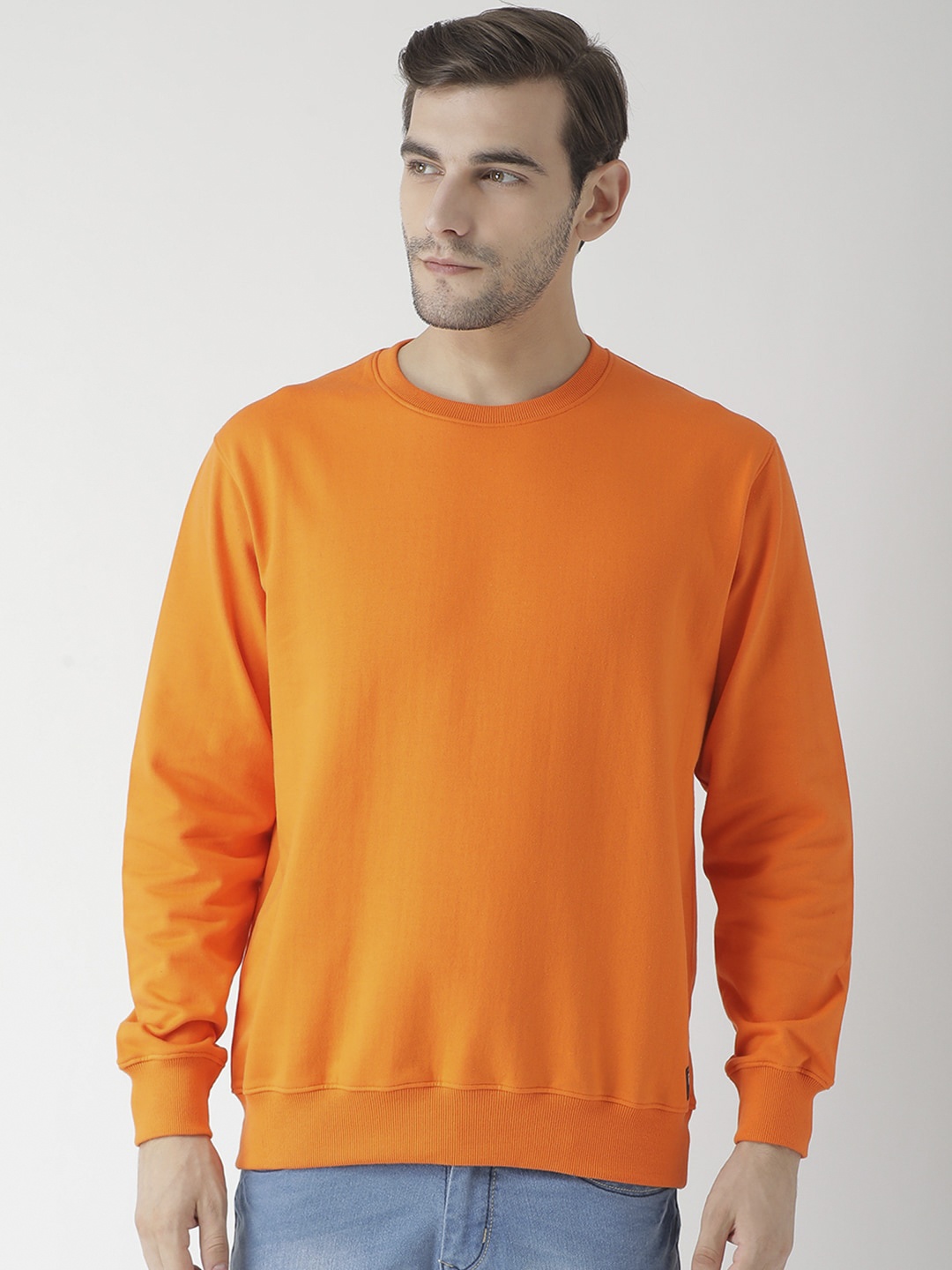 

GRIFFEL Men Orange Solid Sweatshirt
