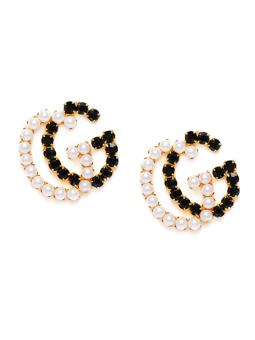 

Zaveri Pearls Black & White Contemporary Studs