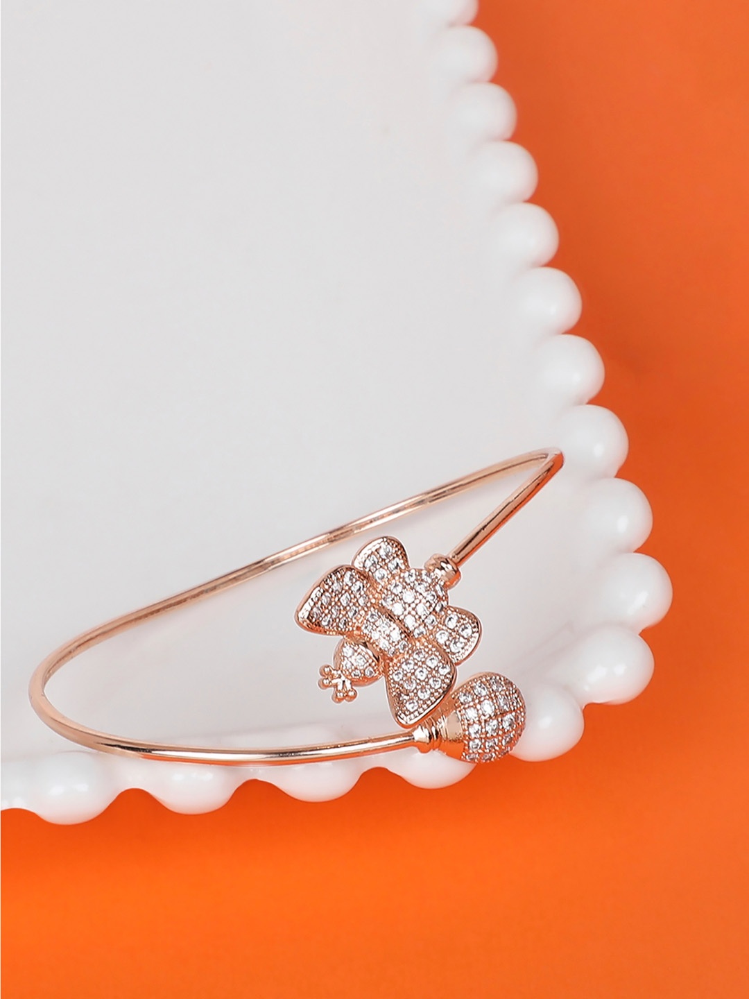 

Zaveri Pearls Rose Gold-Plated Cubic Zirconia Bracelet