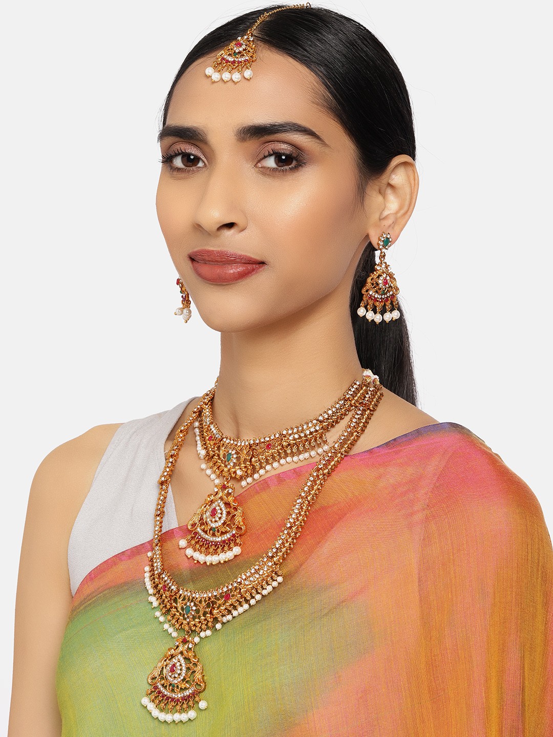 

Zaveri Pearls Gold-Plated Antique Jewellery Set