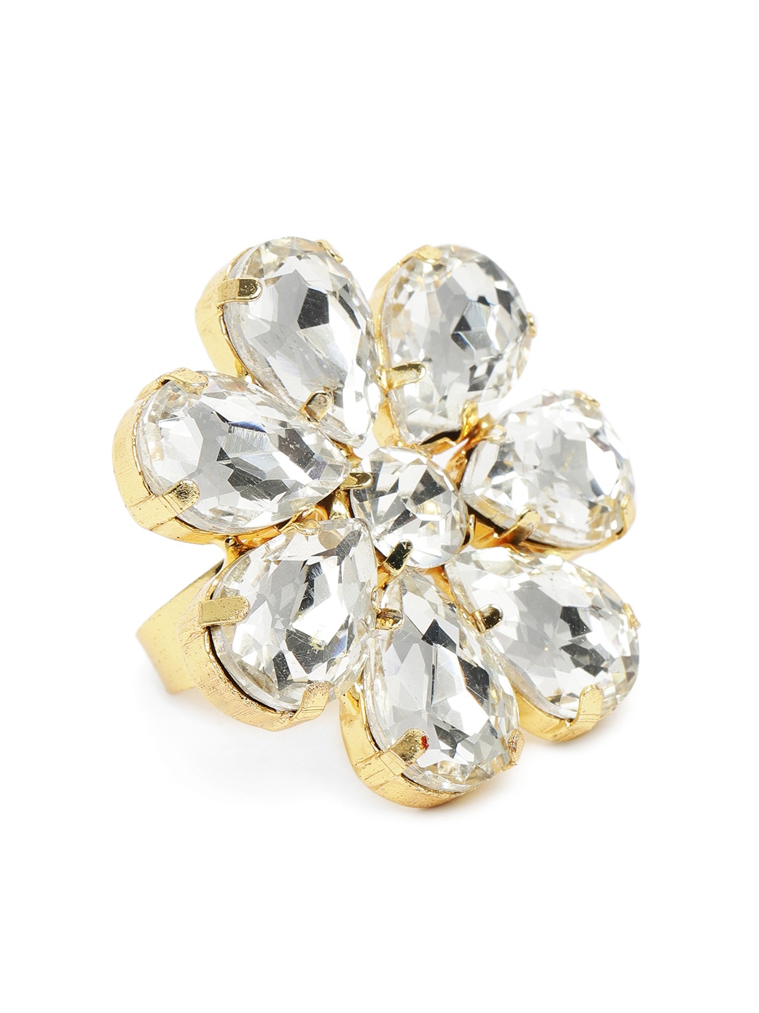 

Zaveri Pearls Gold-Plated Floral Adjustable Finger Ring
