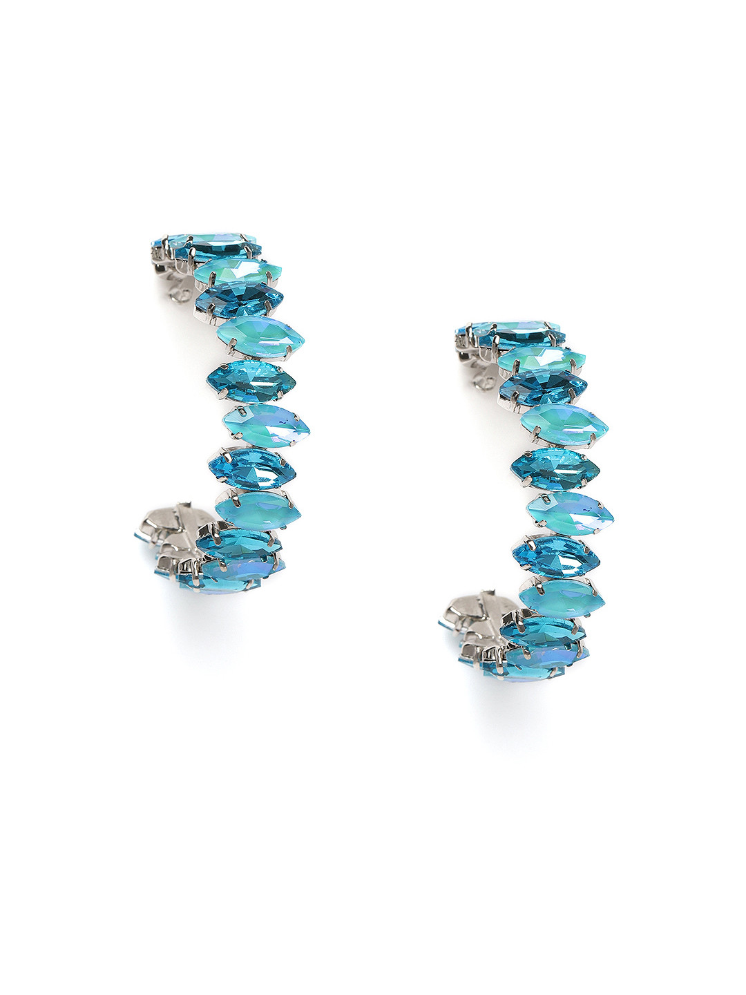 

Zaveri Pearls Turquoise Blue Contemporary Half Hoop Earrings