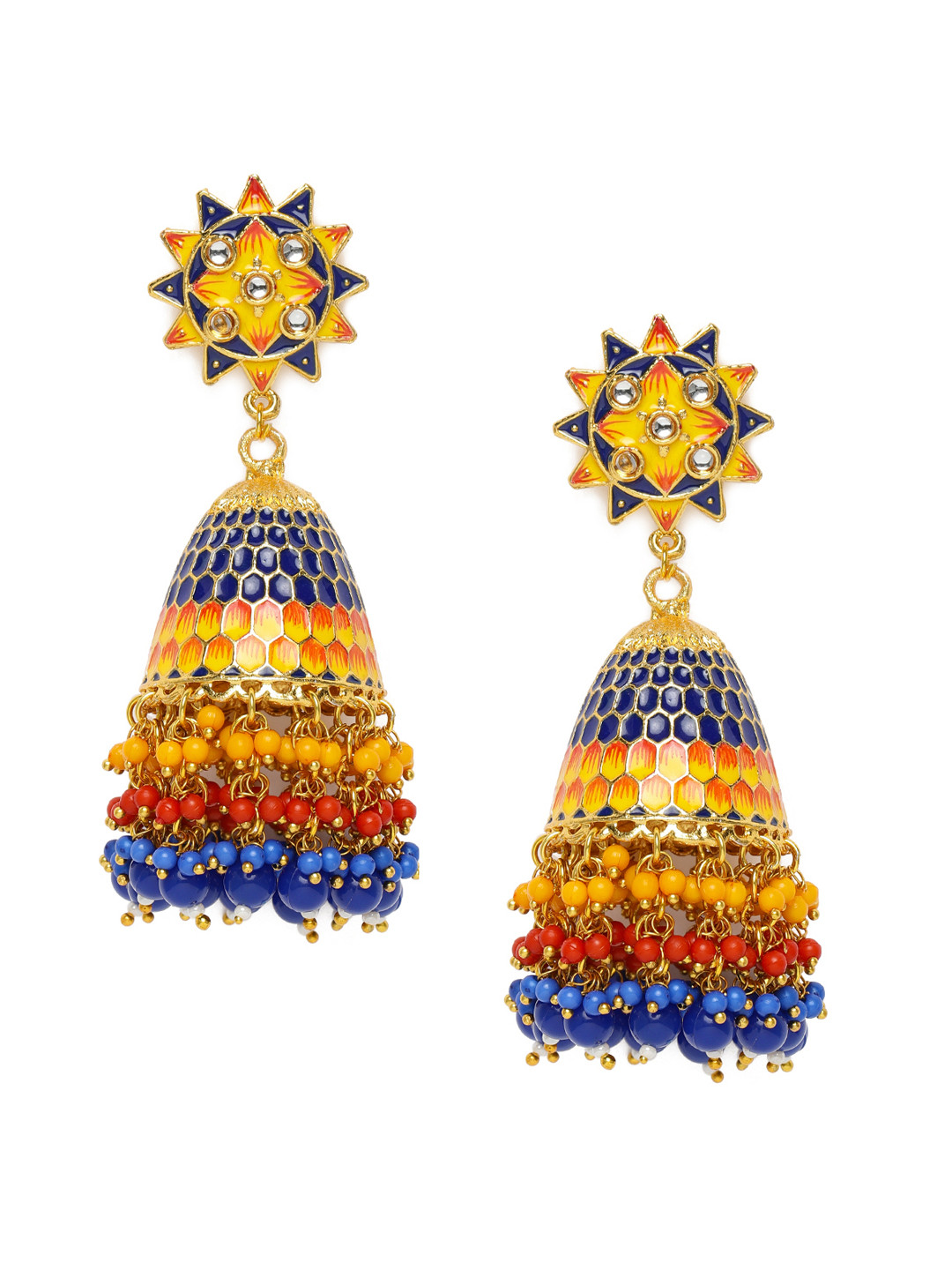 

Zaveri Pearls Multicolor Gold-Plated Meenakari Earrings, Multi
