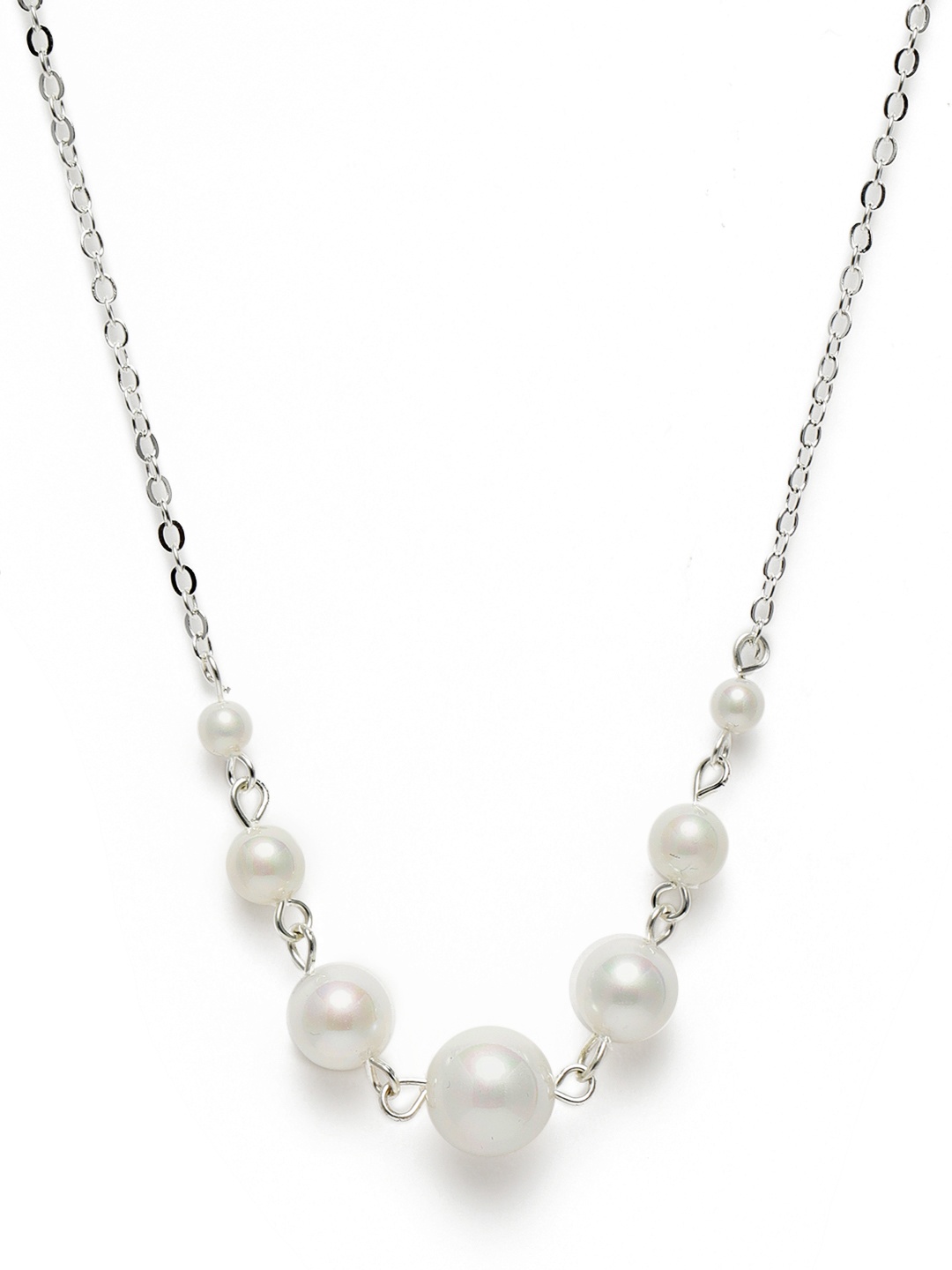 

Zaveri Pearls White Silver-Plated Beaded Necklace