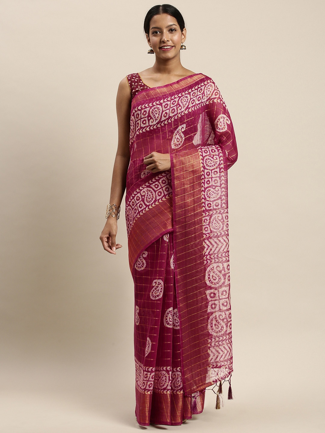 

Rajnandini Maroon & Maroon Printed Saree, Magenta