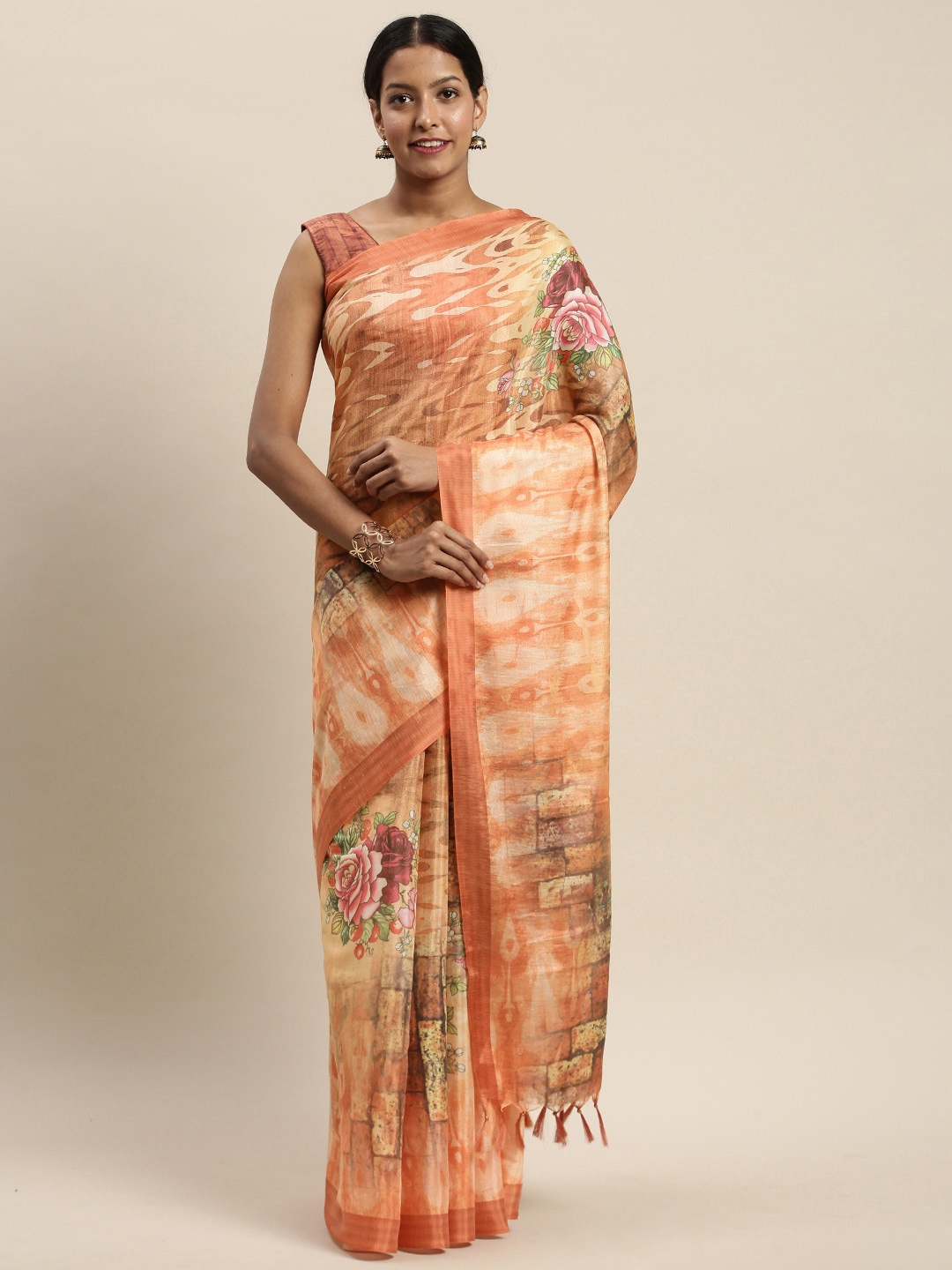 

Rajnandini Mustard Printed Saree