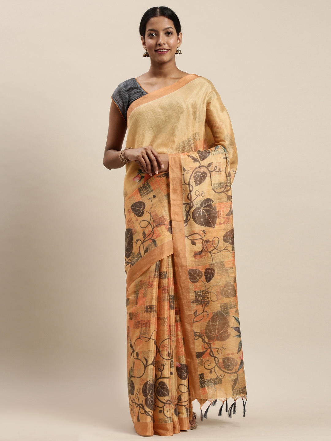 

Rajnandini Yellow & Green Printed Saree