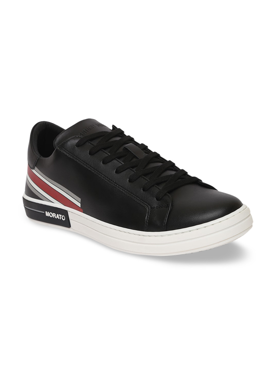

Antony Morato Men Striped Leather Sneakers, Black